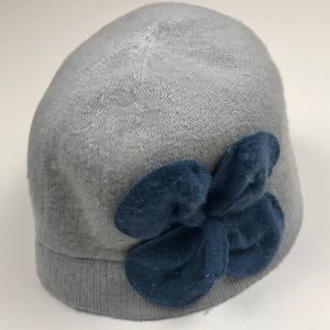 Women’s flower wool blend light blue cloche hat E5